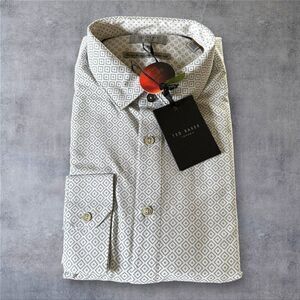 TED BAKER SHIRT SIZE 6 WHITE/GRAY NWT